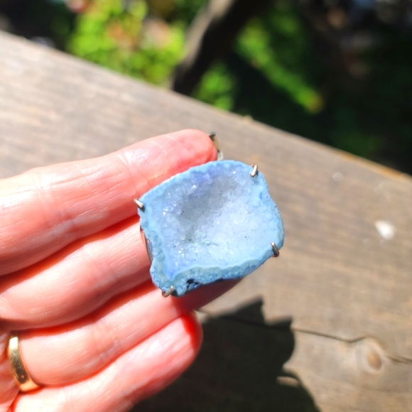 Natural Kharma by Avelon Jewelry - Blue crystal agate Drutzy sterling ring sz9